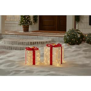 2-Piece Polar Wishes LED Gift Boxes Holiday Yard Decoration