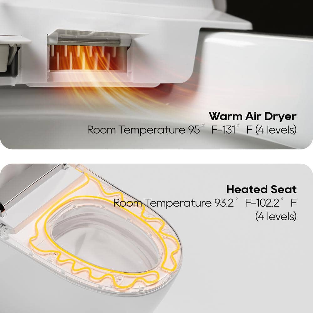 High Efficiency White Elongated Floor Mounted Toilet with Heated Seat