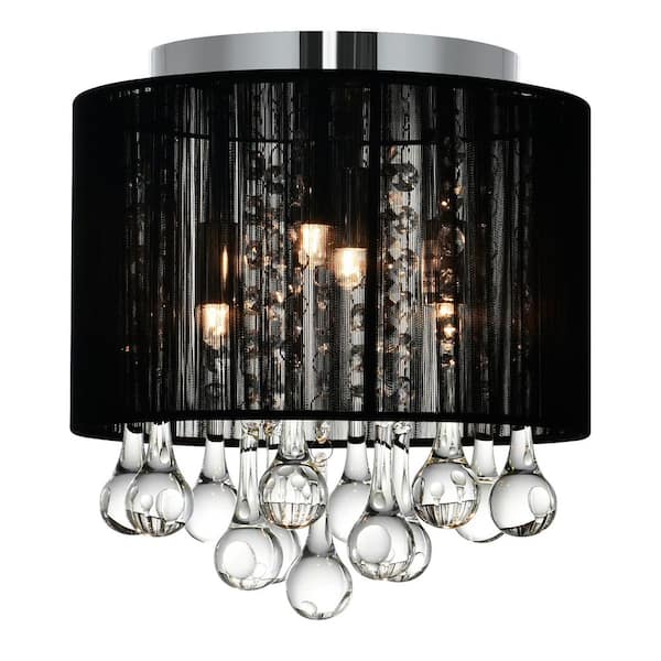 CWI Lighting Water Drop 4 Light Drum Shade Flush Mount With Chrome Finish