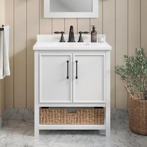 Marlen 30 in. W x 22.1 in. D x 34.5 in. H Single Sink Bath Vanity in Pure White with White Quartz Top