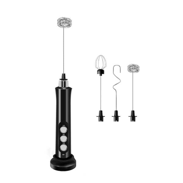Milk Frother Handheld with 3 Detachable Stainless Steel Whisks 3 Speed Adjustable Electric Whisk Foam Maker with Storage