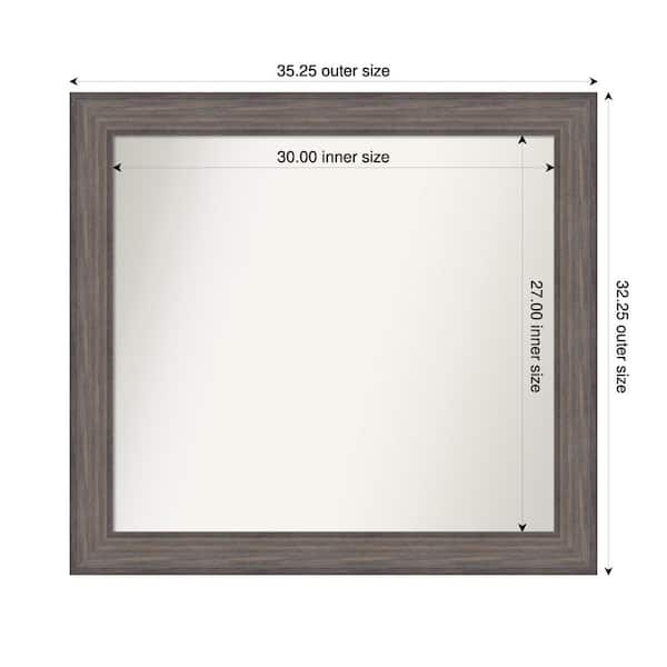 Amanti Art Country Barnwood 35.25 in. x 32.25 in. Custom Non-Beveled Wood Framed Bathroom Vanity Wall Mirror