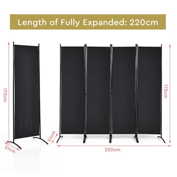 4 Panel Screen Room Divider Fabric Metal frame Folding Partition Privacy 