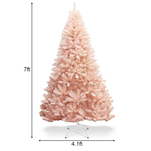 WELLFOR 7 ft. White Regular Unlit PVC Artificial Christmas Tree with Iridescent Branch Tips and Metal Stand