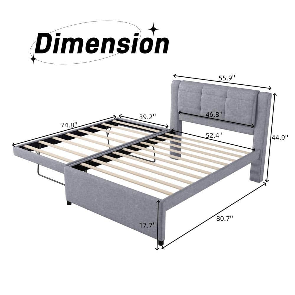 Dimension diagram of the platform bed showing overall size.
