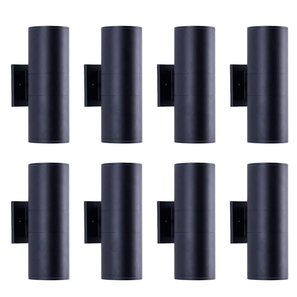 12 in. 2-Light Outdoor Wall Light Fixtures, Black Cylinder Up Down Waterproof Exterior Light, E26 Socket(8-Pack) price history on PriceWatchPro