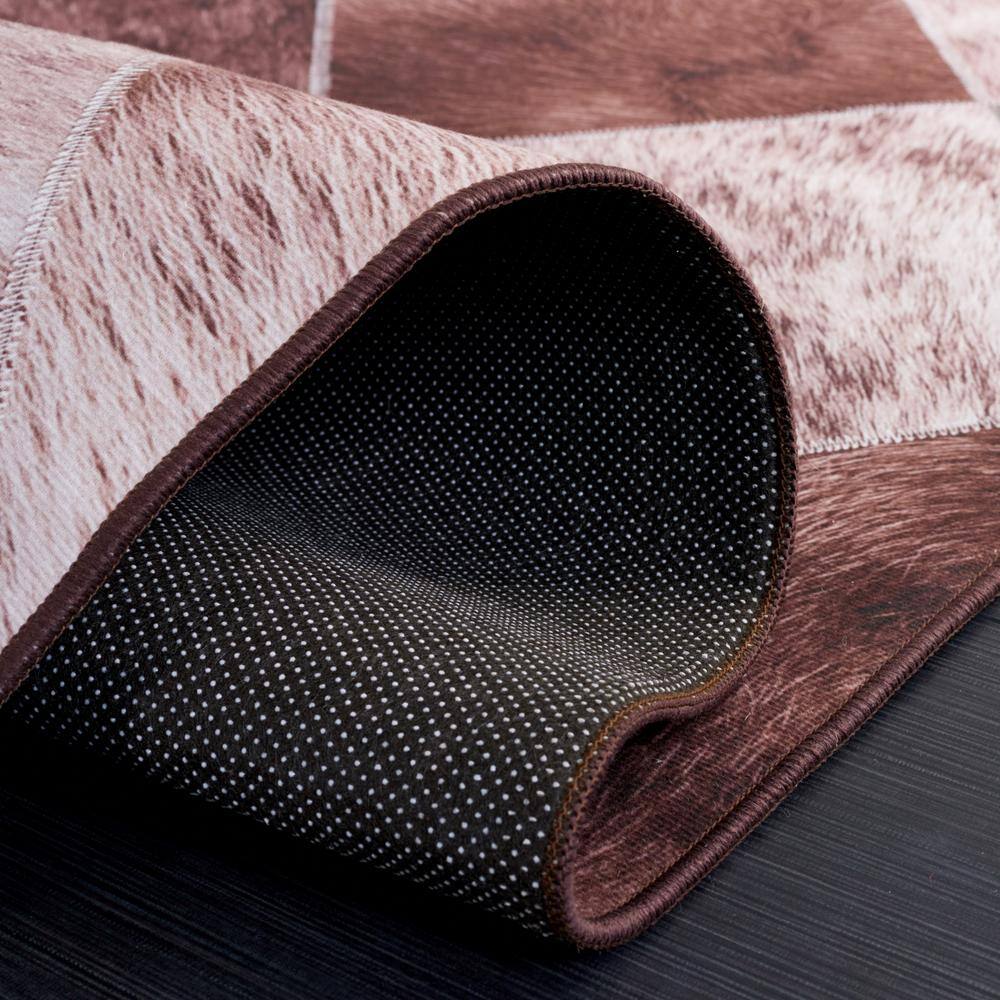 Light Brown and Brown Faux Fur Rectangular Rug, 4' x 6'
