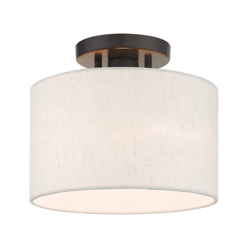 Meadow English Bronze LED Semi-Flush Drum Light