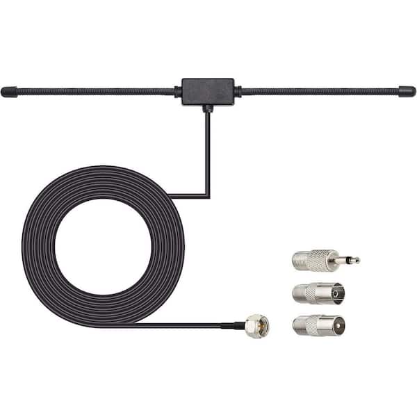 FM Radio Dipole Antenna for Stereo Receiver Indoor Home Theater System with Universal Connector Adapters 3-Pack