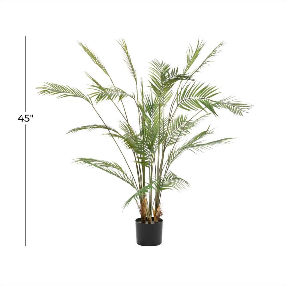 Oversized Green Artificial Palm Plant in Black Plastic Pot