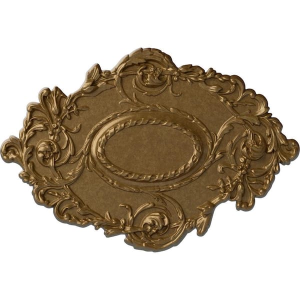 Ekena Millwork 30-3/8 in. W x 20-3/4 in. H x 1 in. Kinsley Flowing Leaf Urethane Ceiling, Pale Gold