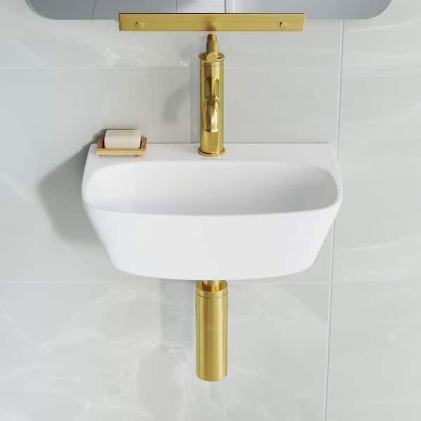 Swiss Madison St. Tropez Ceramic Rectangle Wall Hung Vessel Sink in White