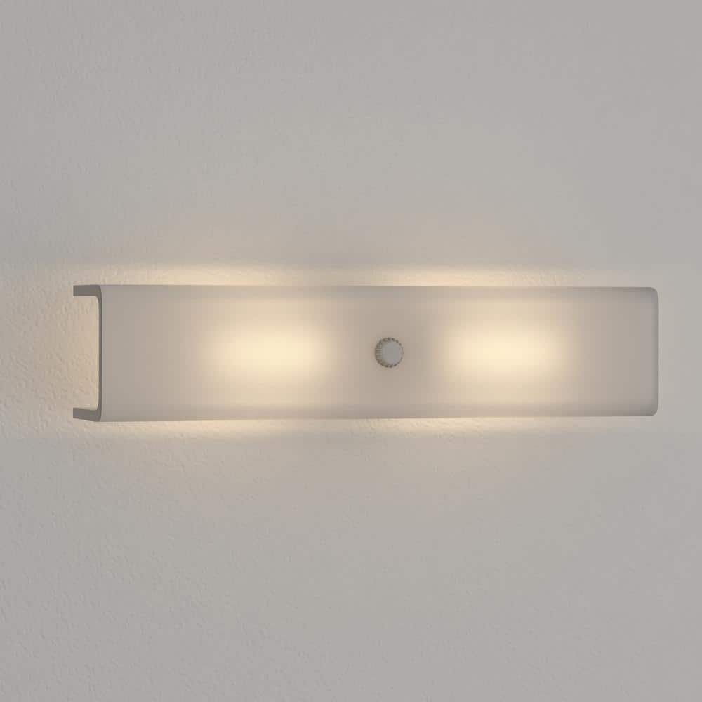 White Glass Two-Light Dimmable Bath Vanity Light