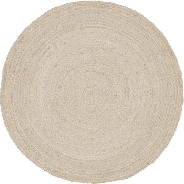 Braided Chindi Ivory 8 ft. x 8 ft. Round Area Rug