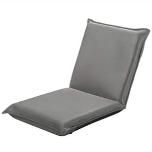 17.5 in, W Armless Fabric Straight Adjustable 6-Position Floor Chair Padded Folding Lazy Sofa Chair Gray