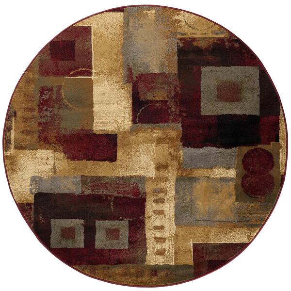Tayse Rugs Impressions Abstract Multi-Color 6 ft. Round Indoor Area Rug