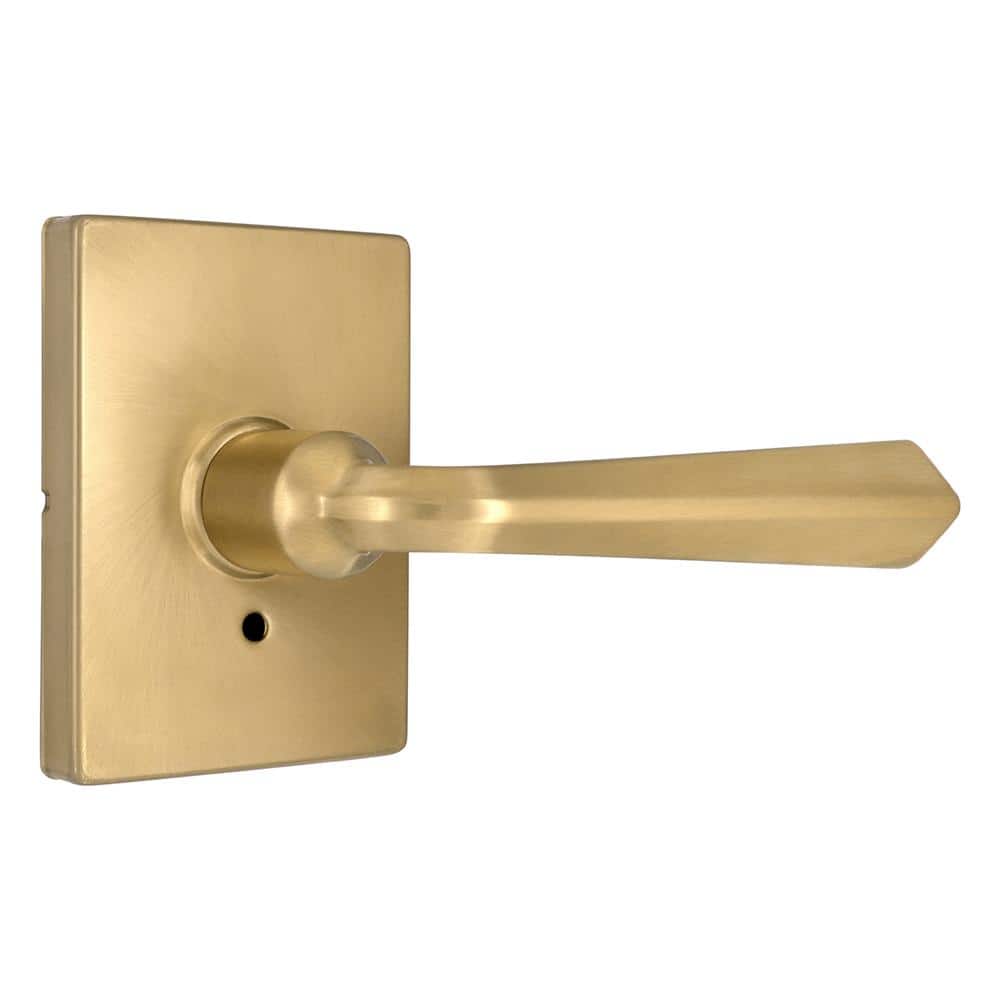 Wilshire Brushed Gold Bed/Bath Privacy Door Lever with Rectangle Rose