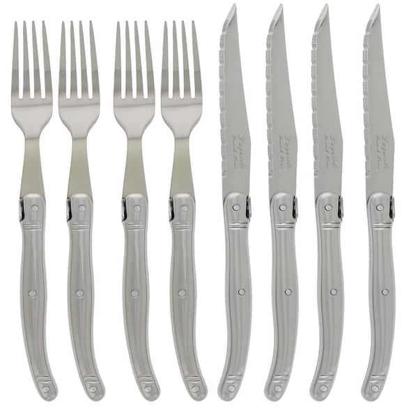 French Home Laguiole Stainless Steel Steak Knife and Fork Set 8-Piece LG084 - The Depot