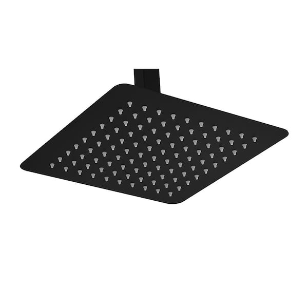 YONKI SUNSHIN INC 1-Spray Patterns with 2.5 GPM 16 in. Wall Mount Rain Fixed Shower Head, High Pressure Shower Head in Matte Black