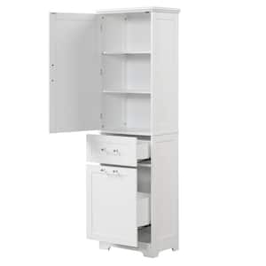 20 in. W x 13 in. D x 68.1 in. H Freestanding White MDF Tall Bathroom Linen Cabinet with Drawer, Adjustable Shelf