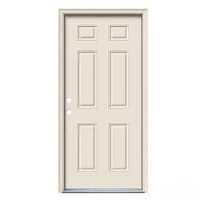 36 in. x 80 in. 6-Panel Primed Right-Hand Inswing Steel Prehung Front Door w/Brickmould