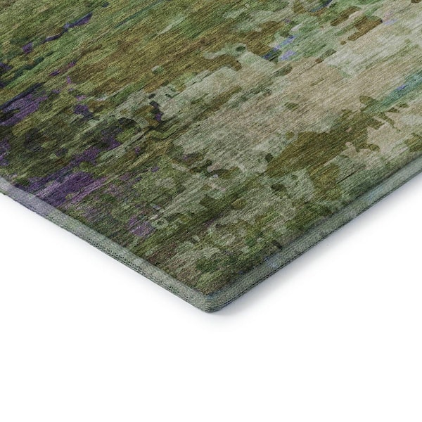 Mayfield Premium Machine Washable Abstract AMF2035 Green 9 ft. x 12 ft. Area Rug