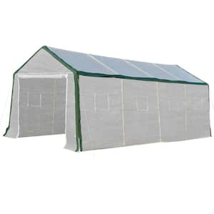 9.8 ft. x 19.7 ft. x 7.9 ft. Polyethylene Cover White Greenhouse with Roll-Up Door and 8 Windows
