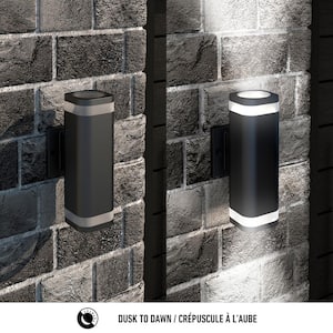 Stark Smart Programmable Dusk to Dawn 1-Light Black LED Outdoor/Indoor Wall Cylinder Light