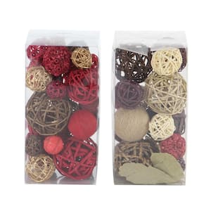 Multi Colored Handmade Dried Plant Orbs & Vase Filler with Varying Designs (2- Pack)