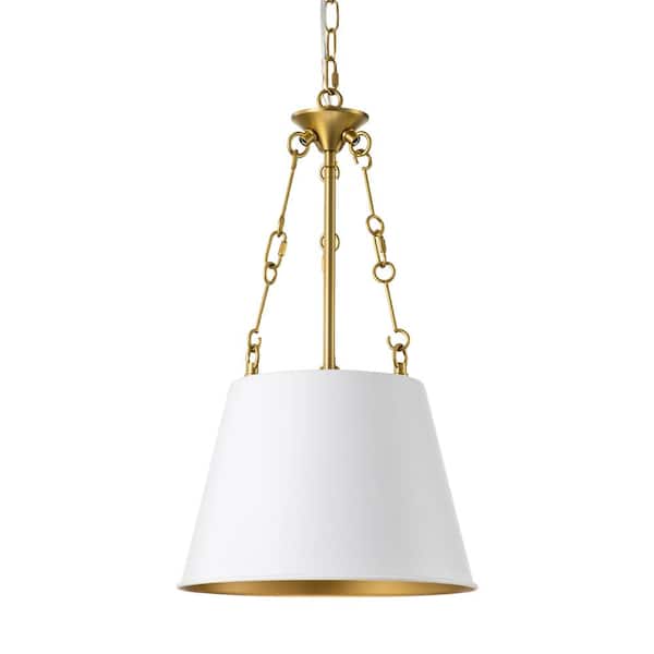 RRTYO Hamilton 1-Light White Kitchen Island Cone Pendant Light with Metal Shade