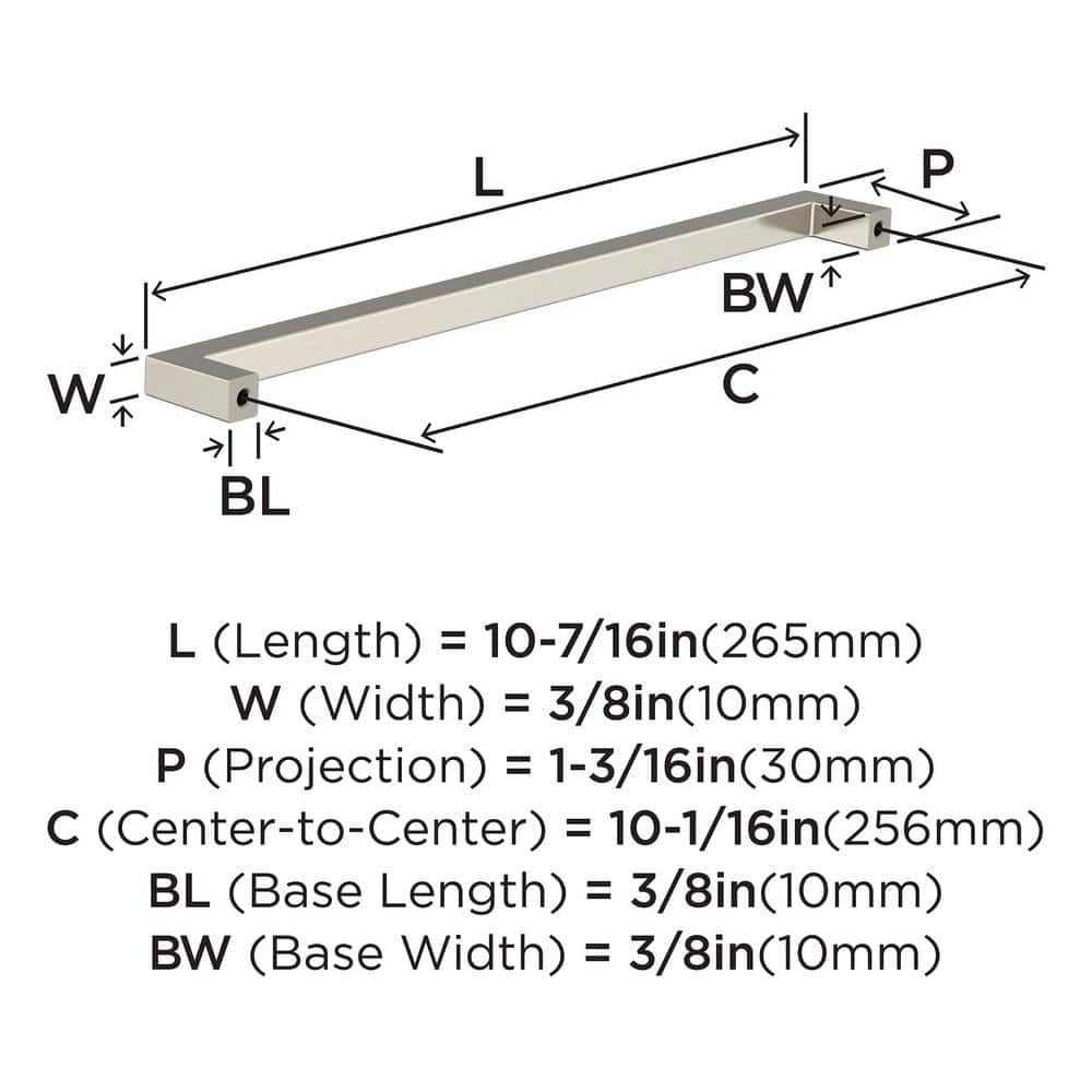Monument Satin Nickel 10-1/16" Modern Cabinet Pull