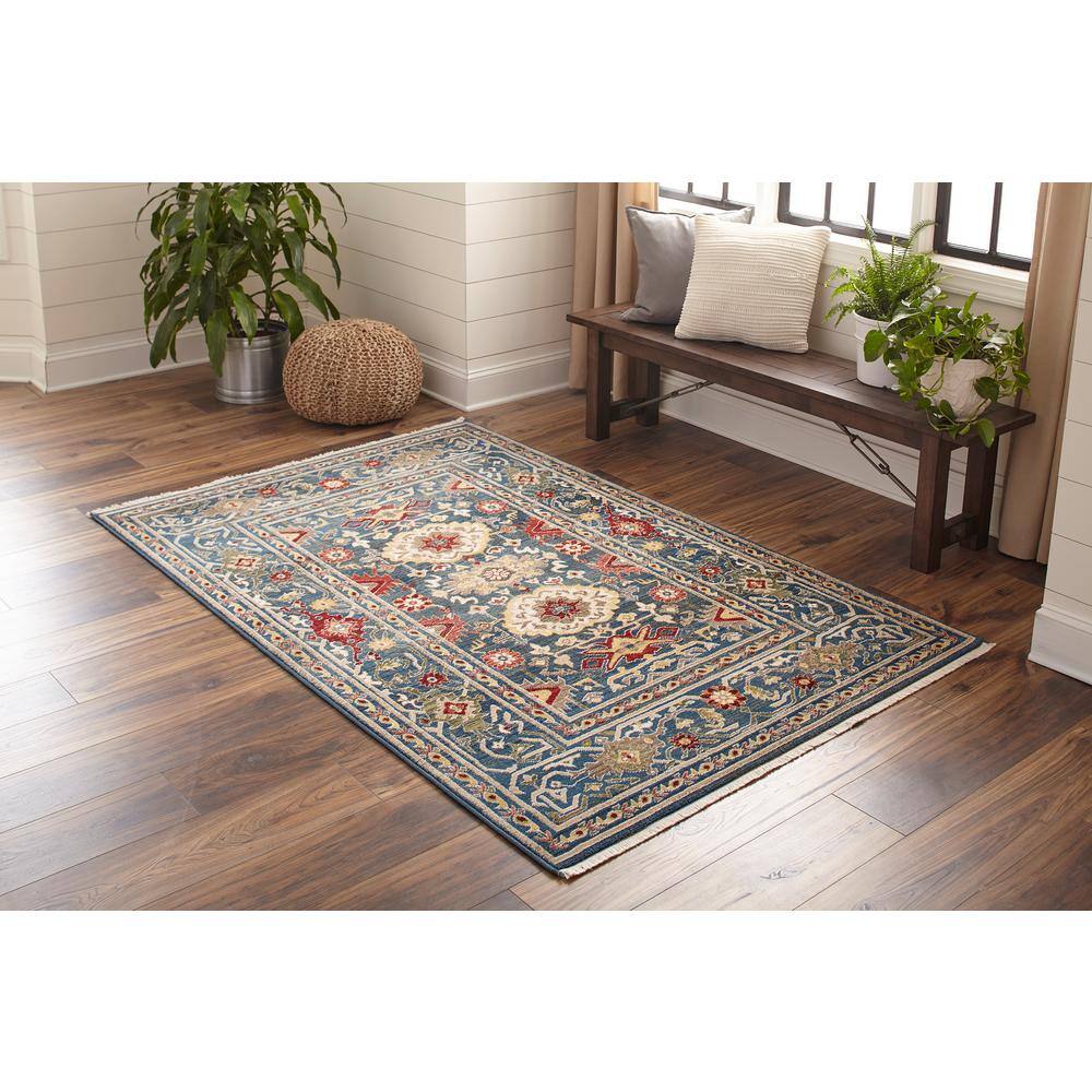 Lenox Blue Traditional Polypropylene Runner Rug 2'3" x 8'