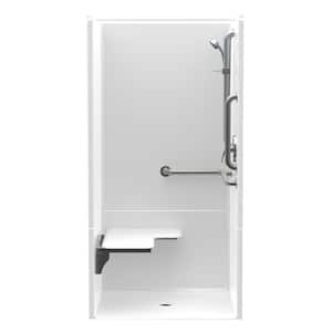 Accessible AcrylX 36 in. x 36 in. x 75 in. 2-Piece Shower Stall w/ Left Seat and Grab Bars in White