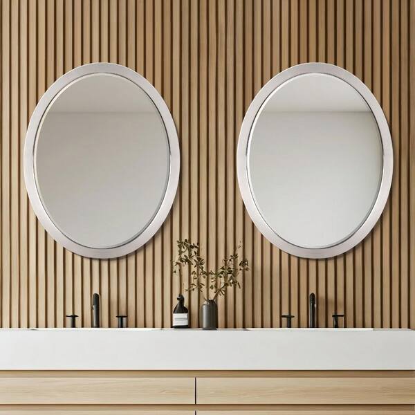 23 in. W x 29 in. H Metal Framed Single Oval Mirror in Brushed Nickel 23 in. W x 29 in. H Metal Framed Single Oval Mirror in Brushed Nickel