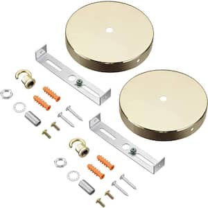 4-3/4 in. Dia with Hook and 7/16 in. Center Hole Brass Finish Chandelier Fixture Canopy Kit (2-Pack)