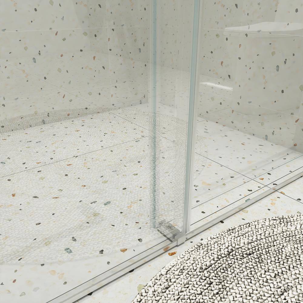48" W x 76" H Frameless Chrome Sliding Shower Door with Clear Glass