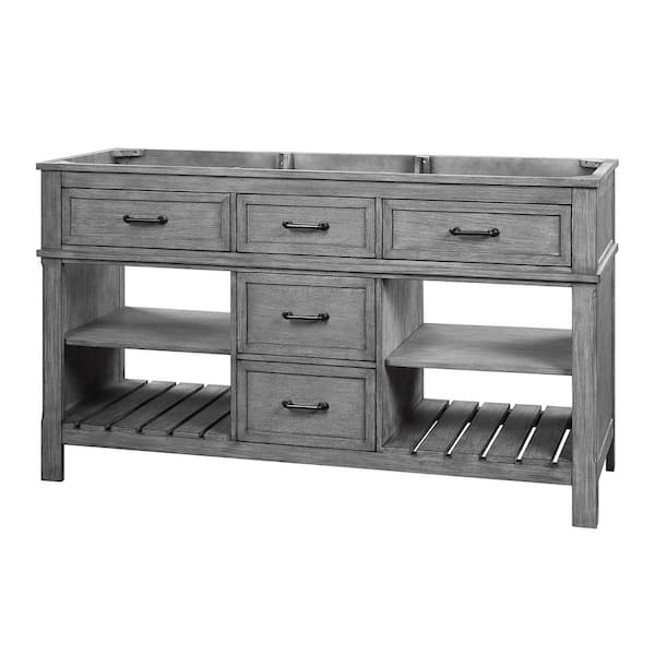 Home Decorators Collection Brynwoods 60 in. W x 21.5 in. D x 34 in. H Bath Vanity Cabinet without Top in Weathered Grey