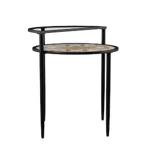 Lorengo Round Ceramic Tile Outdoor Coffee Table with Extension