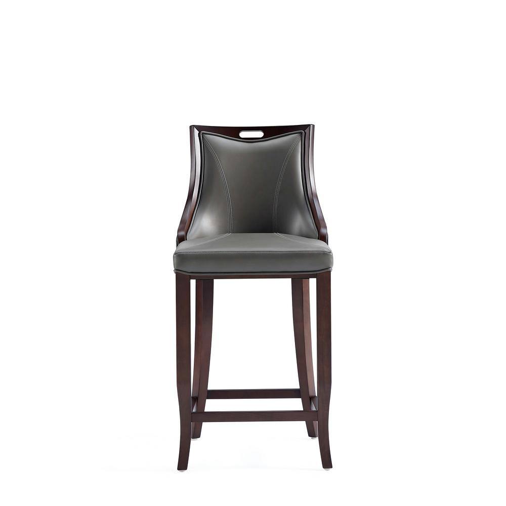Pebble Grey Faux Leather Bar Stool with Walnut Beech Frame