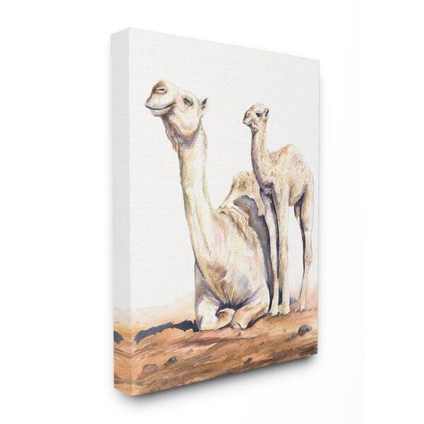 Stupell Industries Cute Baby Camel Family Animal Watercolor Painting Super Canvas Wall Art by George Dyachenko