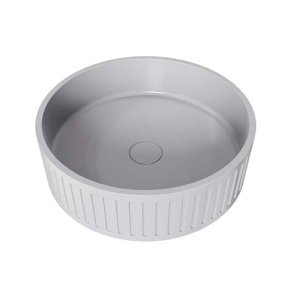 Moray 15 in. Concrete Vessel Round Bathroom Sink in Gray