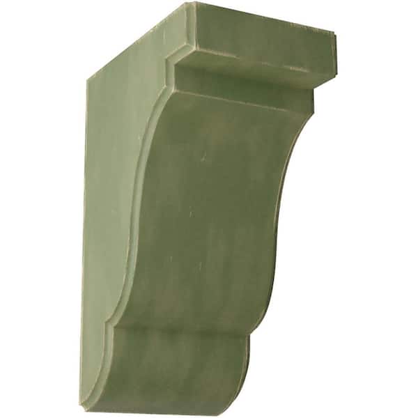 Ekena Millwork 3-1/2 in. x 7-1/2 in. x 5 in. Restoration Green Bedford Wood Vintage Decor Bracket