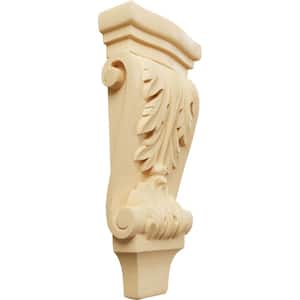 1-3/4 in. x 4-3/4 in. x 10 in. Unfinished Wood Maple Small Acanthus Pilaster Wood Corbel