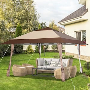 13 ft. x 13 ft. Coffee Patio Pop-Up Gazebo Canopy Tent Portable Instant Sun Shelter
