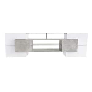 Gray Unique Shape TV Stand Fits TV's up to 80 in. with LED Color Changing Lights
