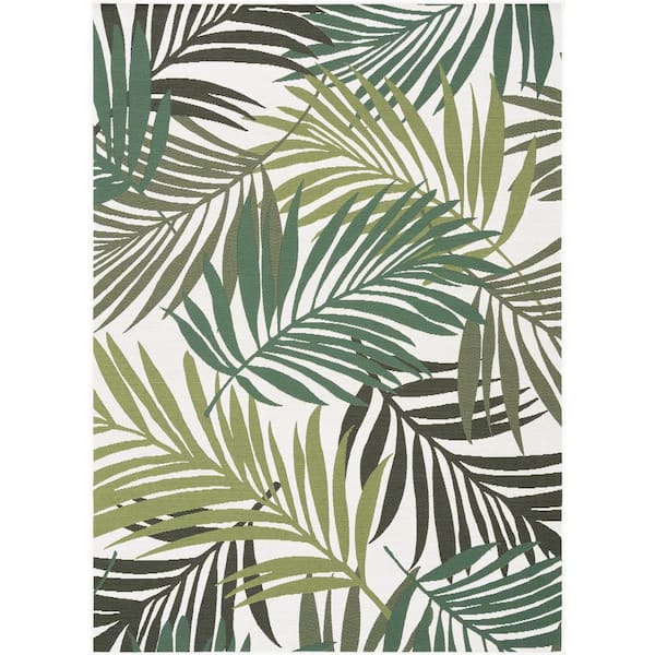 Stunning Cream 5 ft. x 7 ft. Floral Indoor/Outdoor Area Rug