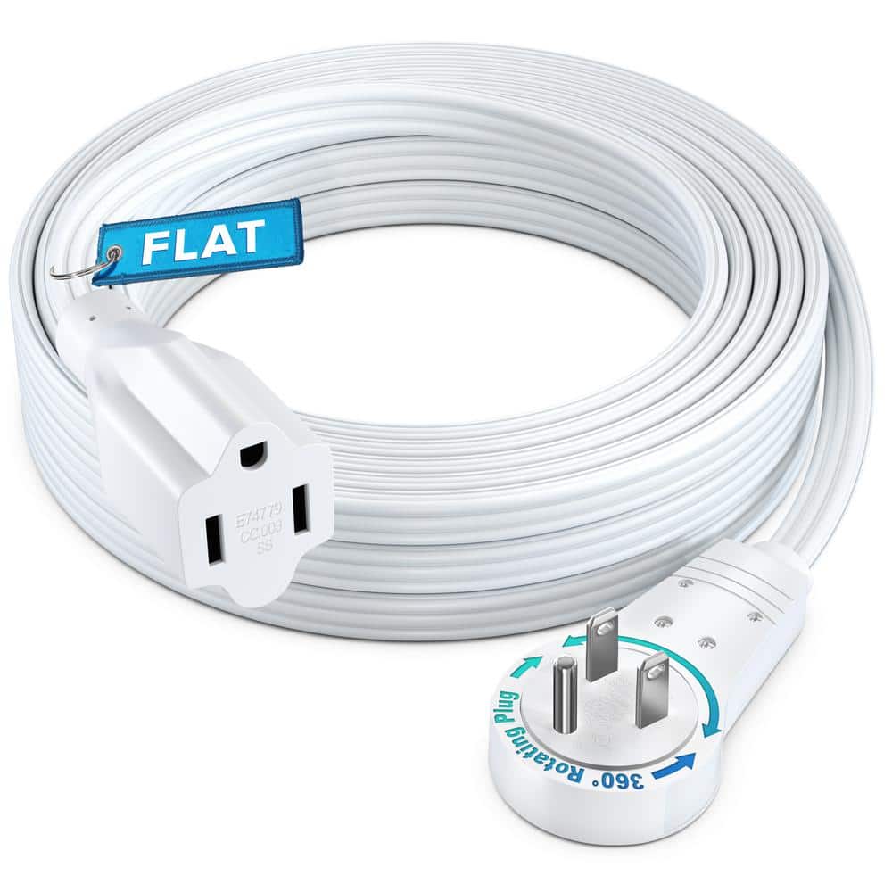 15 ft. 16/3 Light Duty Indoor Extension Cord with 360° Rotating Flat Plug Flat Wire, 13Amps, White price history on PriceWatchPro