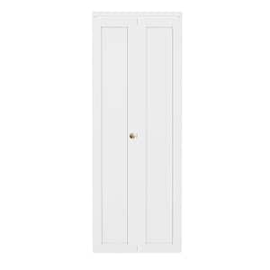 30 in. x 80 in. 1-Lite Panel Solid Core White Primed Composite MDF Closet Bi-Fold Door with Golden Handle and Hardware