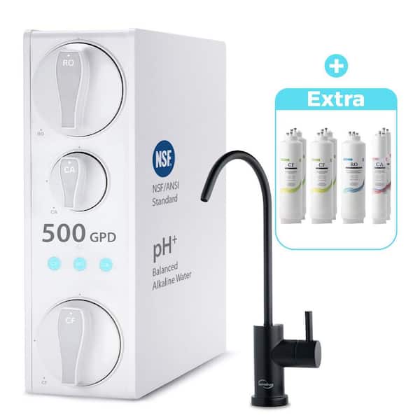 500 GPD NSF-Certified Under Sink Tankless RO Water Filter System w/ Extra Filter Set, Removes PFAS, Lead, Chlorine