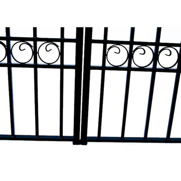 Aleko Oslo Style 12 Ft X 6 Ft Black Steel Dual Swing Driveway Fence Gate Dg12osld Hd The Home Depot